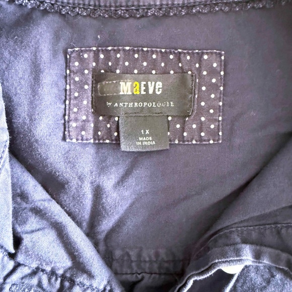 Maeve Anthropologie Bennet Buttondown Oxford Oversized Shirt Women's 1X Navy - Picture 4 of 8